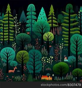 Abstract pattern of cartoon forest. High quality illustration. An abstract pattern of cartoon forest. Illustration