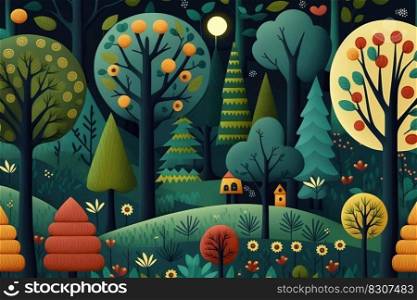 Abstract pattern of cartoon forest. High quality illustration. An abstract pattern of cartoon forest. Illustration