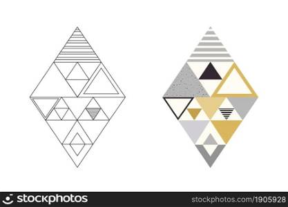 Abstract pattern of geometric shapes in colorful and line art style. Vector illustration