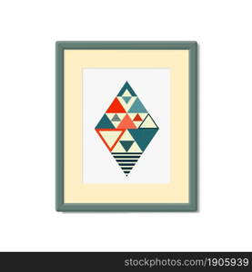 Abstract pattern of geometric shapes in frame. Flat style. Vector illustration