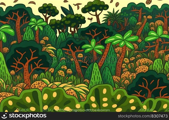 Abstract pattern with jungle, plants and trees. High quality illustration. Abstract pattern with jungle, plants and trees.