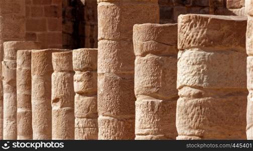 Abstract photo of the Roman columns in Petra, Jordan