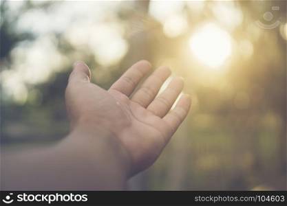 abstract picture of nature hand with sunlight
