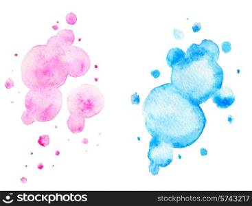 Abstract pink and blue watercolor backgrounds for design