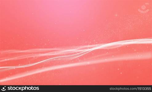 Abstract Pink Color Digital Particles Wave With Bokeh Background