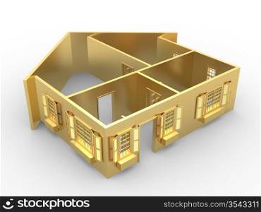 Abstract plan of home, on white isolated background. 3d