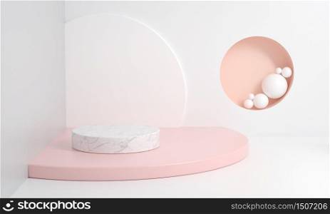 Abstract platform for show beauty cosmetic minimal style with pastel color, 3d illustration.