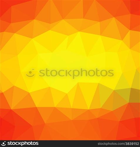 Abstract Polygonal Background Consists of Red, Yellow, Orange Triangles.