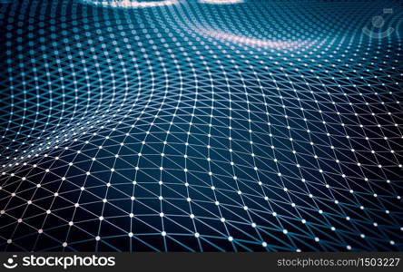 Abstract polygonal space low poly dark background with connecting dots and lines. Connection structure. 3d rendering