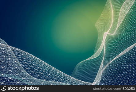 Abstract polygonal space low poly dark background with connecting dots and lines. Connection structure. 3d rendering