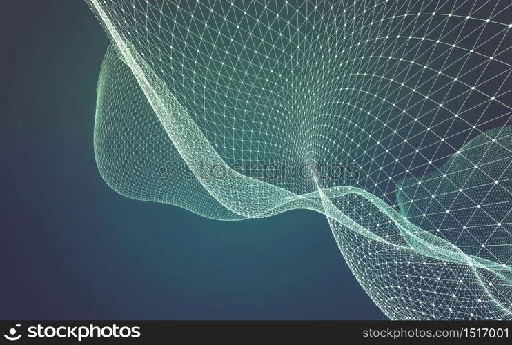 Abstract polygonal space low poly dark background with connecting dots and lines. Connection structure. 3d rendering