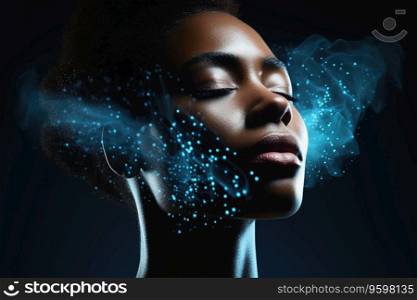 Abstract portrait of a woman with lots of water waves