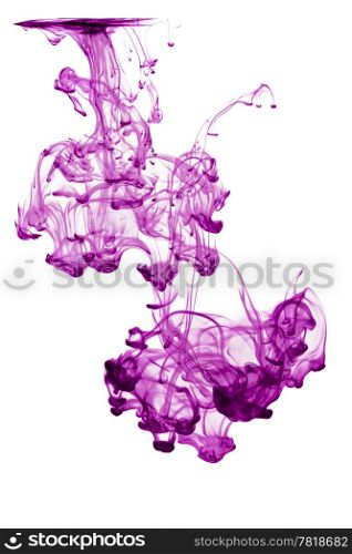 abstract purple ink in water isolated