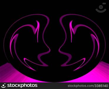 abstract purple logo on a black background