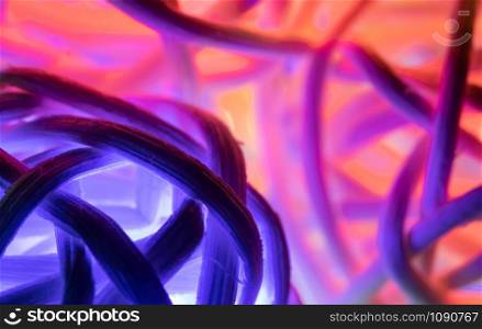 Abstract Purple Red Christmas Lights Rattan Ball Background in Close up View