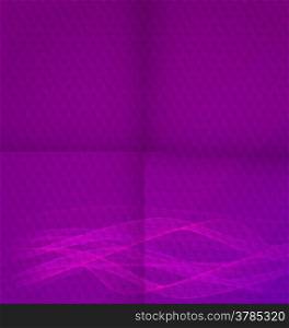 Abstract purple wavy background textured with hexagonal mosaic and paper folded lines.&#xA;&#xA;