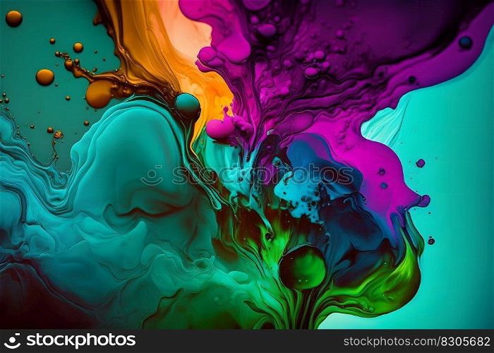 Abstract rainbow background with multicolored alcohol ink. Neural network AI generated art. Abstract rainbow background with multicolored alcohol ink. Neural network AI generated