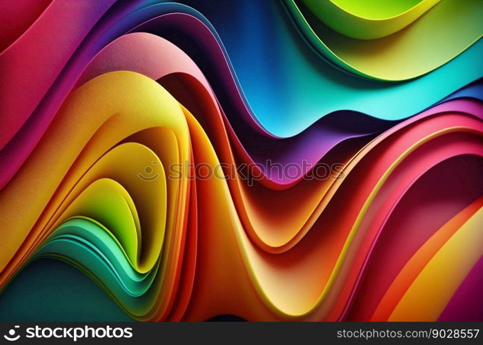 Abstract rainbow colorful smooth wave lines background. Generative AI. High quality illustration. Abstract rainbow colorful smooth wave lines background. Generative AI