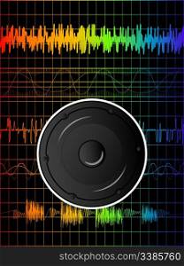 Abstract rainbow disco background with speaker