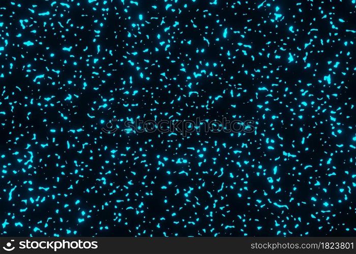 Abstract Realistic glitter blue fire particles lights texture in dark background 3D rendering