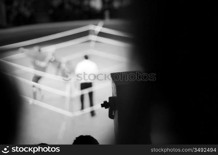 abstract red boxing ring man in blur