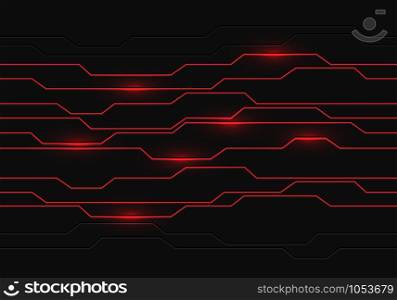 Abstract red circuit light on dark grey design modern luxury futuristic background vector illustration.