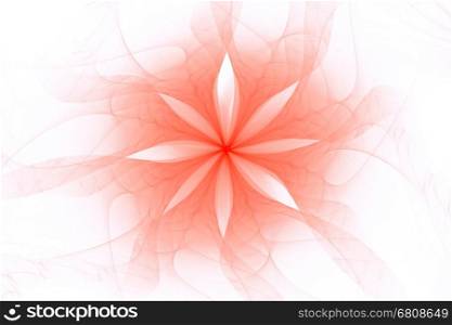 Abstract red fractal bloom or star on white background.