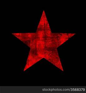Abstract red grunge star on a black background