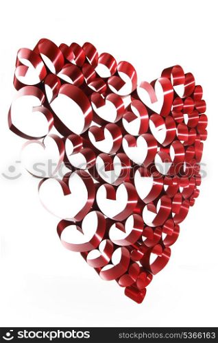 Abstract Red ribbon heart isolated on white background
