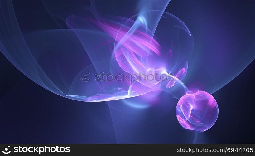 Abstract Ribbon fractal design isolated on black background. Widescreen.