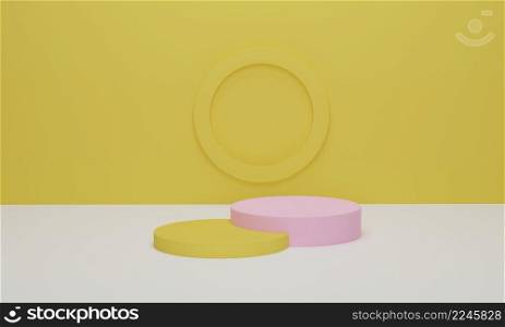 Abstract scene colorful minimal background. studio with geometric shapes. Platforms for product presentation. Minimalism concept. 3d rendering