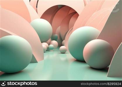 abstract scene with geometric figure blue pink beauty background pastel colors generative ai.