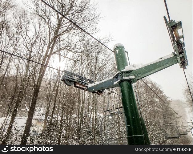 abstract scenes at ski resort during snow storm