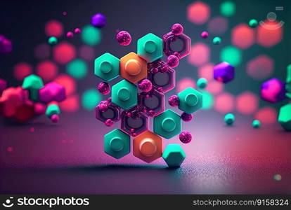 Abstract scientific background with hexagonal pattern. Technology and science abstraction with hex cells. Generated AI. Abstract scientific background with hexagonal pattern. Technology and science abstraction with hex cells. Generated AI.