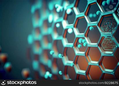Abstract scientific background with hexagonal pattern. Technology and science abstraction with hex cells. Generated AI. Abstract scientific background with hexagonal pattern. Technology and science abstraction with hex cells. Generated AI.