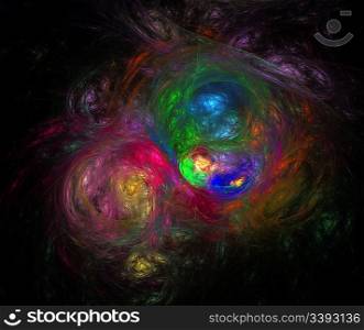 abstract scribble multicolor fractal on black background