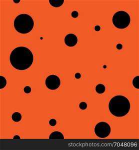 Abstract seamless background design texture with circle round lady-bird elements. Creative endless pattern with small shapes ladybug circles.. Abstract seamless orange background design texture with circle round lady-bird elements. Creative endless pattern with small shapes ladybug circles. Simple soft geometrical tile image for textile.