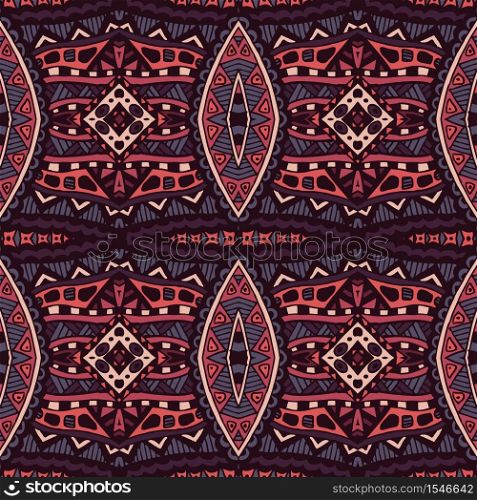 Abstract seamless ornamental blue arabesque medallion geometic ethnic tribal vector pattern for fabric and carpet. Tribal vintage abstract geometric seamless pattern ornamental. Boho embroidery textile design
