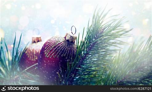 Abstract seasonal backgrounds with christmas decorations and beauty bokeh