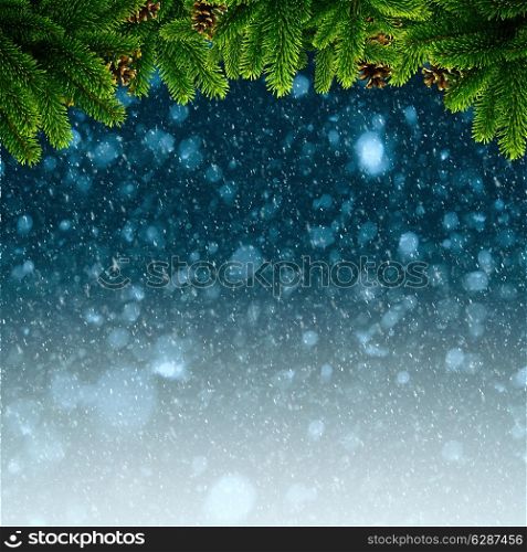 Abstract seasonal backgrounds with christmas decorations and snow fall