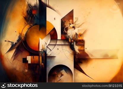 Abstract shapes retro composition in 20s avantrgarde or futurism style. Retro background with surreal mindbending figures. Generated AI