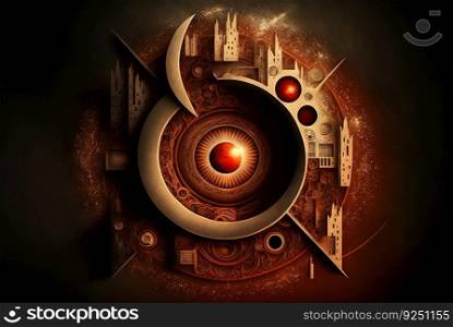 Abstract shapes retro composition in 20s avantrgarde or futurism style. Retro background with surreal mindbending figures. Generated AI. Abstract shapes retro composition in 20s avantrgarde or futurism style. Retro background with surreal mindbending figures. Generated AI.
