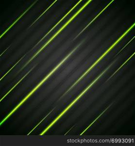 Abstract shiny green glowing stripes flyer design