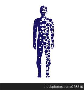 Abstract silhouette human with blue circles dotted logo vector