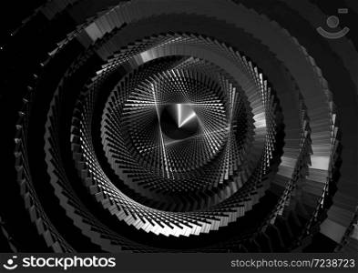 abstract silve background 3d illustration. Detail of Round Metal Machinery