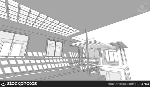 Abstract sketch, Architectural ,Construction ,Wireframe