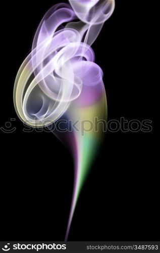 Abstract smoke shapes over a black background