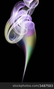 Abstract smoke shapes over a black background