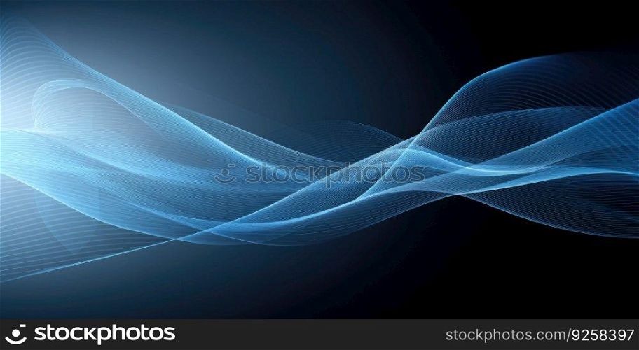 Abstract smooth wavy blue motion lines background. Generative AI AIG21.