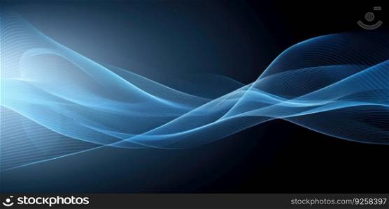 Abstract smooth wavy blue motion lines background. Generative AI AIG21.